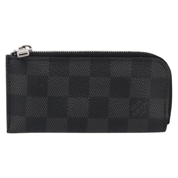 LOUIS VUITTON Damier Graphite Pochette Cles Coin Purse N60155 LV Auth 204807A