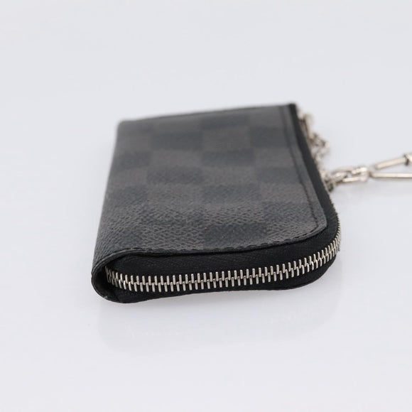 LOUIS VUITTON Damier Graphite Pochette Cles Coin Purse N60155 LV Auth 204807A