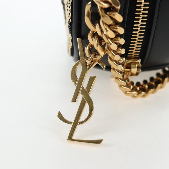 SAINT LAURENT Chain Shoulder Bag Sequin Black Gold Tone Auth 204808SAM