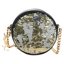 SAINT LAURENT Chain Shoulder Bag Sequin Black Gold Tone Auth 204808SAM-2