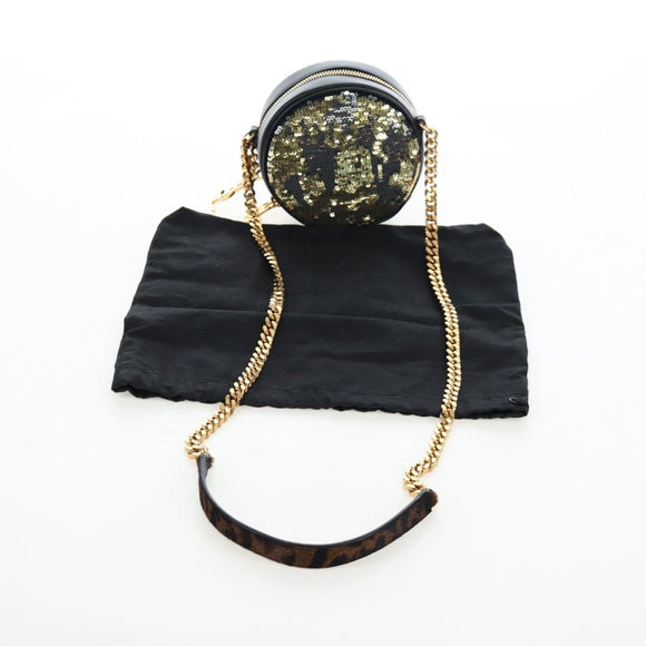 SAINT LAURENT Chain Shoulder Bag Sequin Black Gold Tone Auth 204808SAM