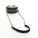 SAINT LAURENT Chain Shoulder Bag Sequin Black Gold Tone Auth 204808SAM-7