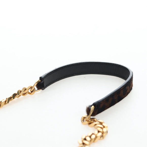 SAINT LAURENT Chain Shoulder Bag Sequin Black Gold Tone Auth 204808SAM