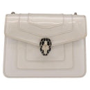 BVLGARI Serpenti Chain Shoulder Bag Patent Leather White Gold Auth 204809A-13
