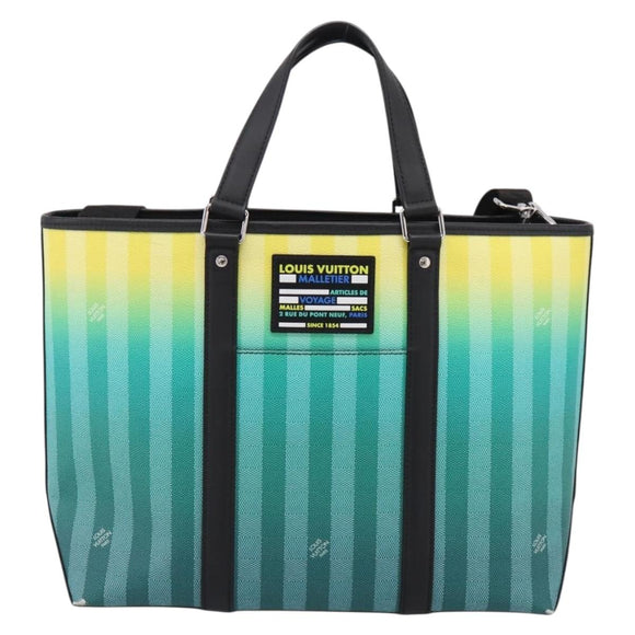 LOUIS VUITTON Damier Stripe Weekend Tote PM Bag Green M59919 LV Auth 204811A