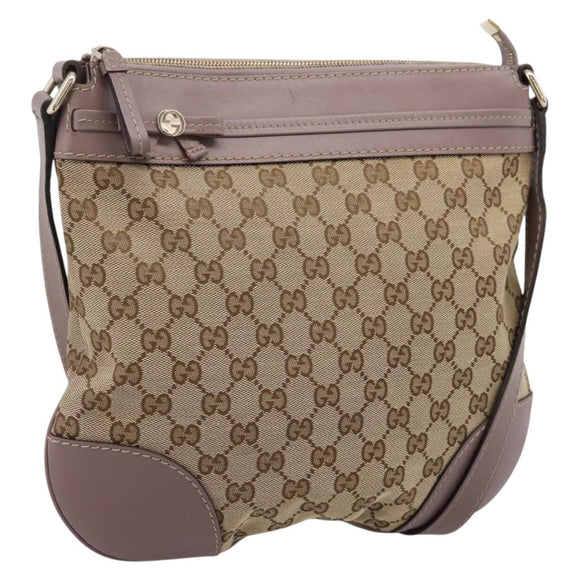 GUCCI GG Canvas Mayfair Shoulder Bag Beige Gold 257065 Auth 204812
