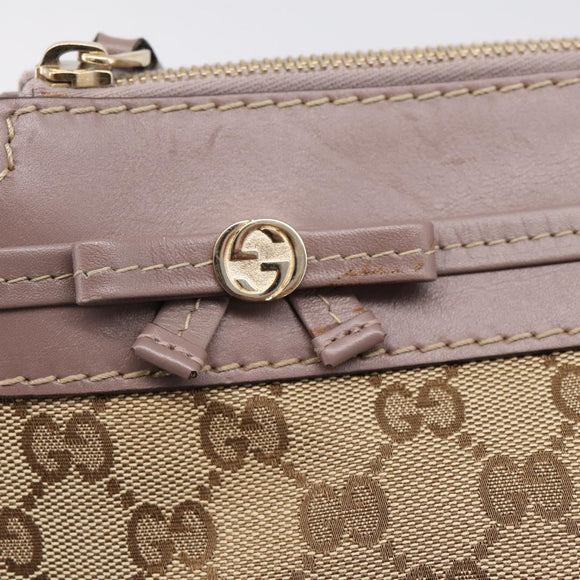 GUCCI GG Canvas Mayfair Shoulder Bag Beige Gold 257065 Auth 204812