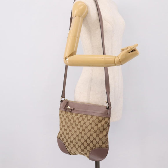 GUCCI GG Canvas Mayfair Shoulder Bag Beige Gold 257065 Auth 204812