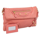 BALENCIAGA Giant Envelope Shoulder Bag Leather Pink Gold Auth 204813A-1