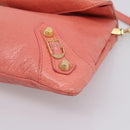 BALENCIAGA Giant Envelope Shoulder Bag Leather Pink Gold Auth 204813A-10