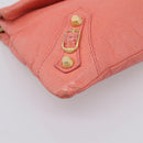 BALENCIAGA Giant Envelope Shoulder Bag Leather Pink Gold Auth 204813A-11