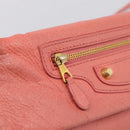 BALENCIAGA Giant Envelope Shoulder Bag Leather Pink Gold Auth 204813A-14