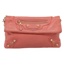 BALENCIAGA Giant Envelope Shoulder Bag Leather Pink Gold Auth 204813A-2