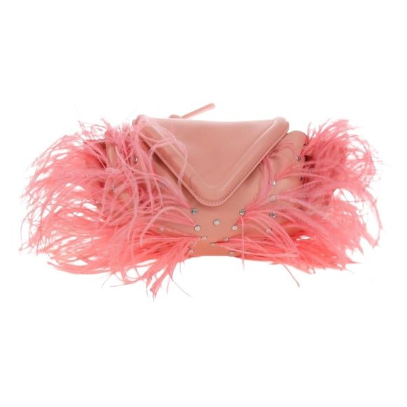 BOTTEGA VENETA Shoulder Bag Leather Pink Silver Auth 204816M