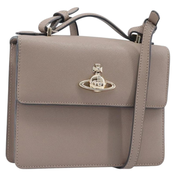 Vivienne Westwood Hand Bag Leather 2way Gray Gold Auth 204819V
