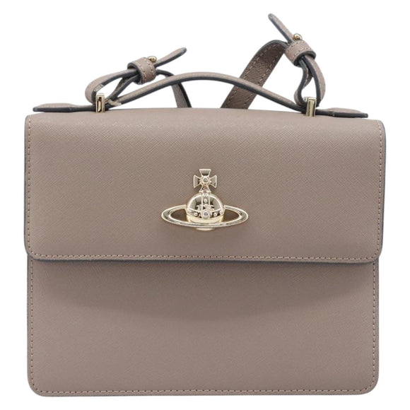 Vivienne Westwood Hand Bag Leather 2way Gray Gold Auth 204819V