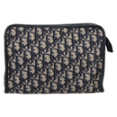 Christian Dior Trotter Canvas Clutch Bag Navy Silver Auth 204822-2