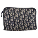 Christian Dior Trotter Canvas Clutch Bag Navy Silver Auth 204822-3