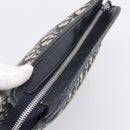 Christian Dior Trotter Canvas Clutch Bag Navy Silver Auth 204822-6