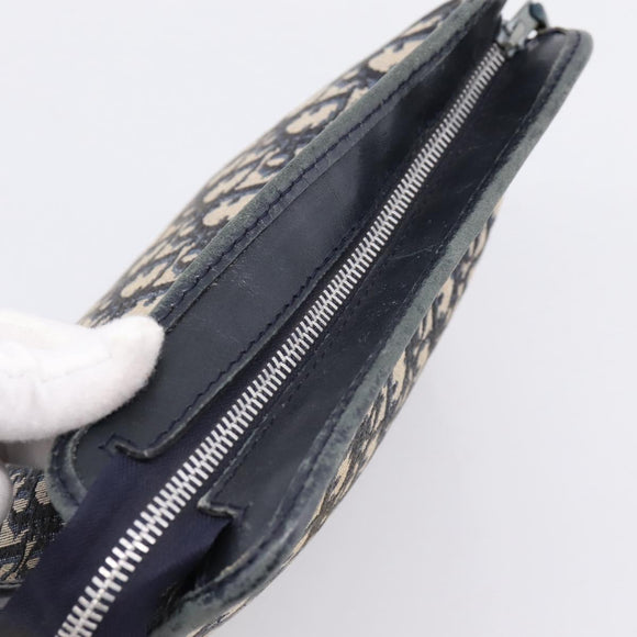 Christian Dior Trotter Canvas Clutch Bag Navy Silver Auth 204822
