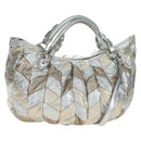 Miu Miu Hand Bag Leather 2way Silver Auth 204825A-1