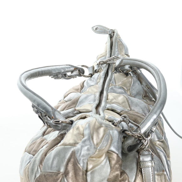 Miu Miu Hand Bag Leather 2way Silver Auth 204825A
