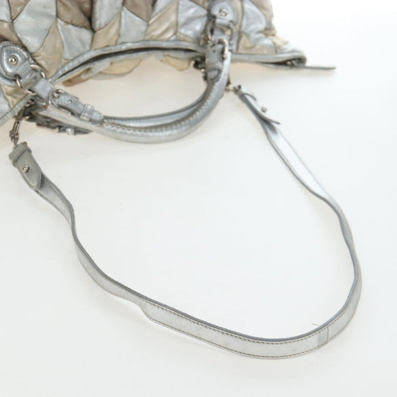 Miu Miu Hand Bag Leather 2way Silver Auth 204825A
