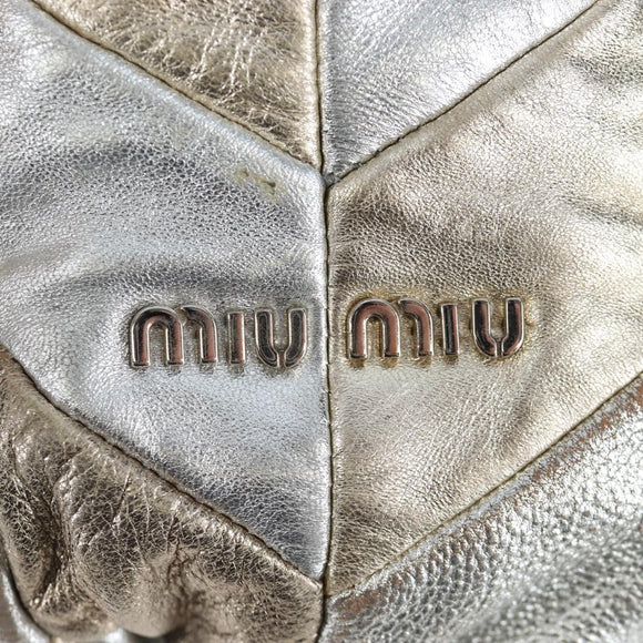 Miu Miu Hand Bag Leather 2way Silver Auth 204825A