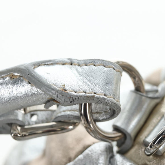 Miu Miu Hand Bag Leather 2way Silver Auth 204825A