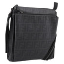 FENDI Zucca Canvas Shoulder Bag PVC Black Silver Auth 204826A-1