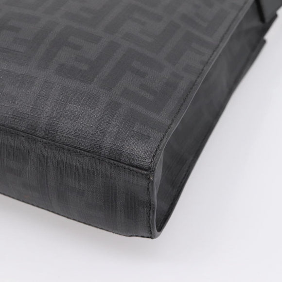 FENDI Zucca Canvas Shoulder Bag PVC Black Silver Auth 204826A