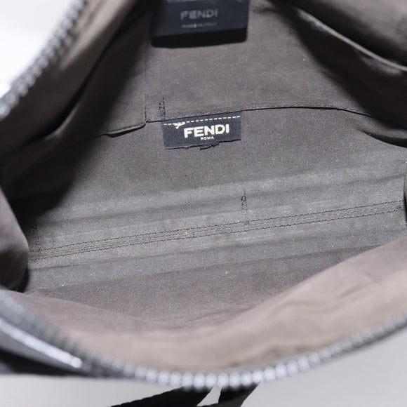 FENDI Zucca Canvas Shoulder Bag PVC Black Silver Auth 204826A