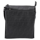 FENDI Zucca Canvas Shoulder Bag PVC Black Silver Auth 204826A-13