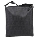 FENDI Zucca Canvas Shoulder Bag PVC Black Silver Auth 204826A-2