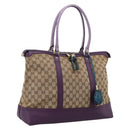 GUCCI GG Canvas Tote Bag Beige Gold 282325 Auth 204828-1