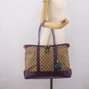 GUCCI GG Canvas Tote Bag Beige Gold 282325 Auth 204828-23