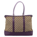GUCCI GG Canvas Tote Bag Beige Gold 282325 Auth 204828-3