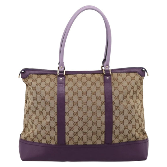 GUCCI GG Canvas Tote Bag Beige Gold 282325 Auth 204828