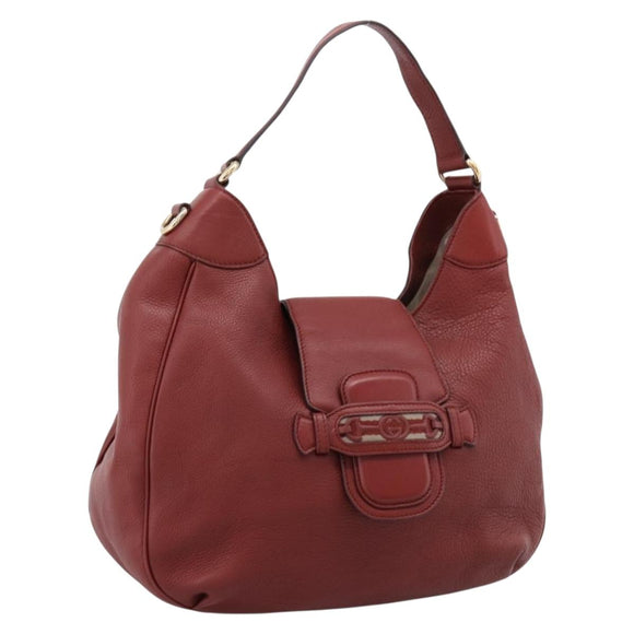 GUCCI Shoulder Bag Leather 2way Red Gold 296851 Auth 204829A