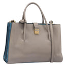 Miu Miu Hand Bag Leather 2way Gray Gold Auth 204830A-1