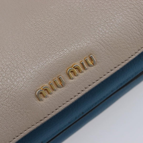 Miu Miu Hand Bag Leather 2way Gray Gold Auth 204830A
