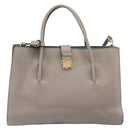Miu Miu Hand Bag Leather 2way Gray Gold Auth 204830A-13