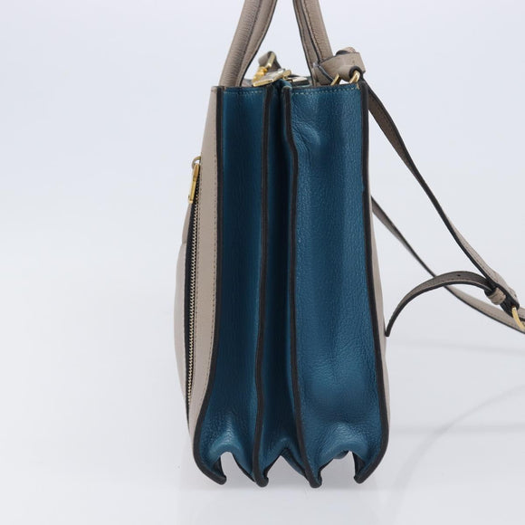 Miu Miu Hand Bag Leather 2way Gray Gold Auth 204830A