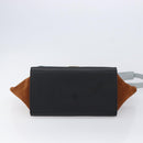 CELINE Trapeze Hand Bag Leather 2way Light Blue Gold Auth 204832V-5