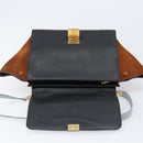 CELINE Trapeze Hand Bag Leather 2way Light Blue Gold Auth 204832V-9
