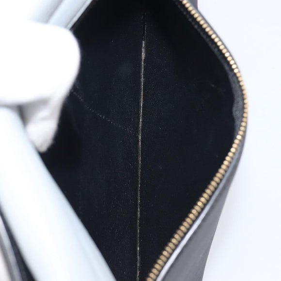 CELINE Trapeze Hand Bag Leather 2way Light Blue Gold Auth 204832V