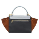 CELINE Trapeze Hand Bag Leather 2way Light Blue Gold Auth 204832V-2