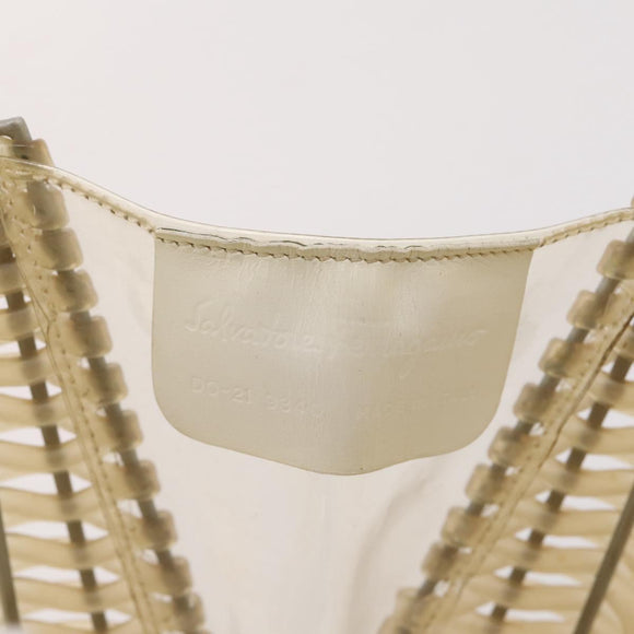 Salvatore Ferragamo Gancini Hand Bag Vinyl Clear Silver Auth 204833