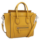 CELINE Luggage Nano Hand Bag Leather 2way Yellow Gold Auth 204834M-1