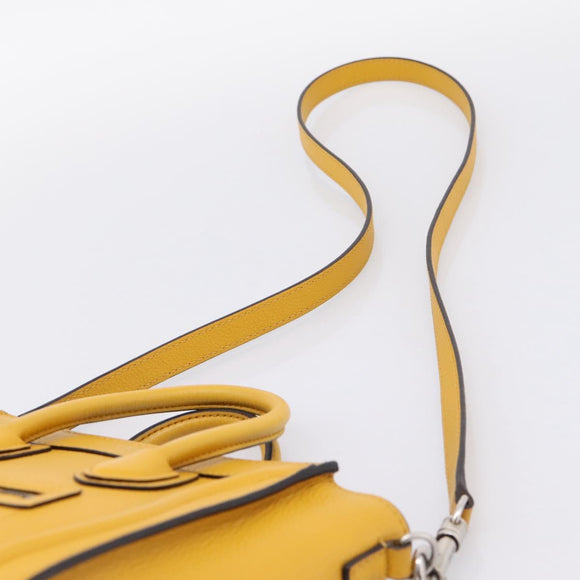 CELINE Luggage Nano Hand Bag Leather 2way Yellow Gold Auth 204834M